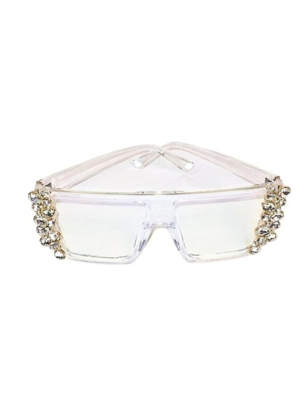 WOMEN'S CLEAR OVERSIZED CRYSTAL BLUE LIGHT BLOCKING GLASSES W/ SQUARE FRAME